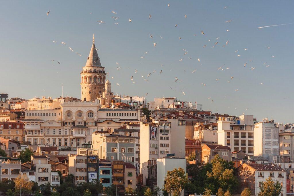 Egyptian Bazaar Istanbul - Historic Spice Bazaar and Istanbul skyline view