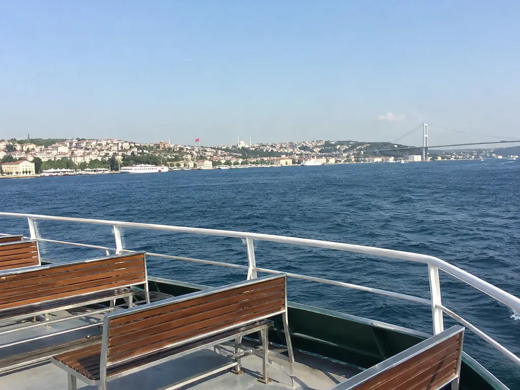 Bosphorus day cruise Istanbul boat tour passing the Old City in daylight
