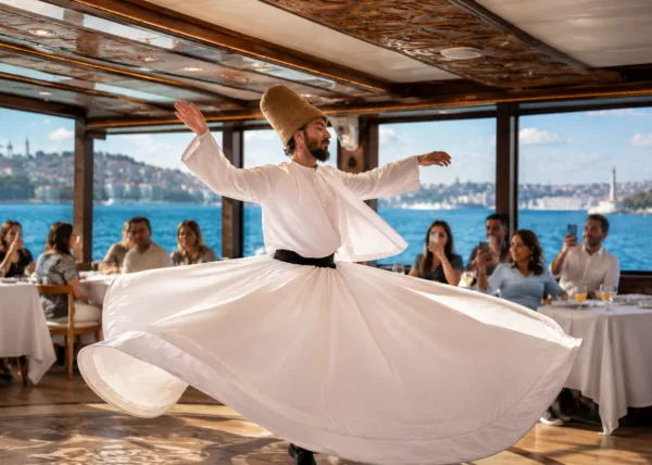 Whirling dervish sema show on the Bosphorus dinner cruise