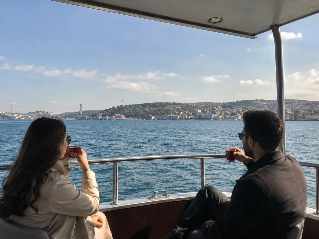 Day cruise in Istanbul with invitados on the open-air top deck