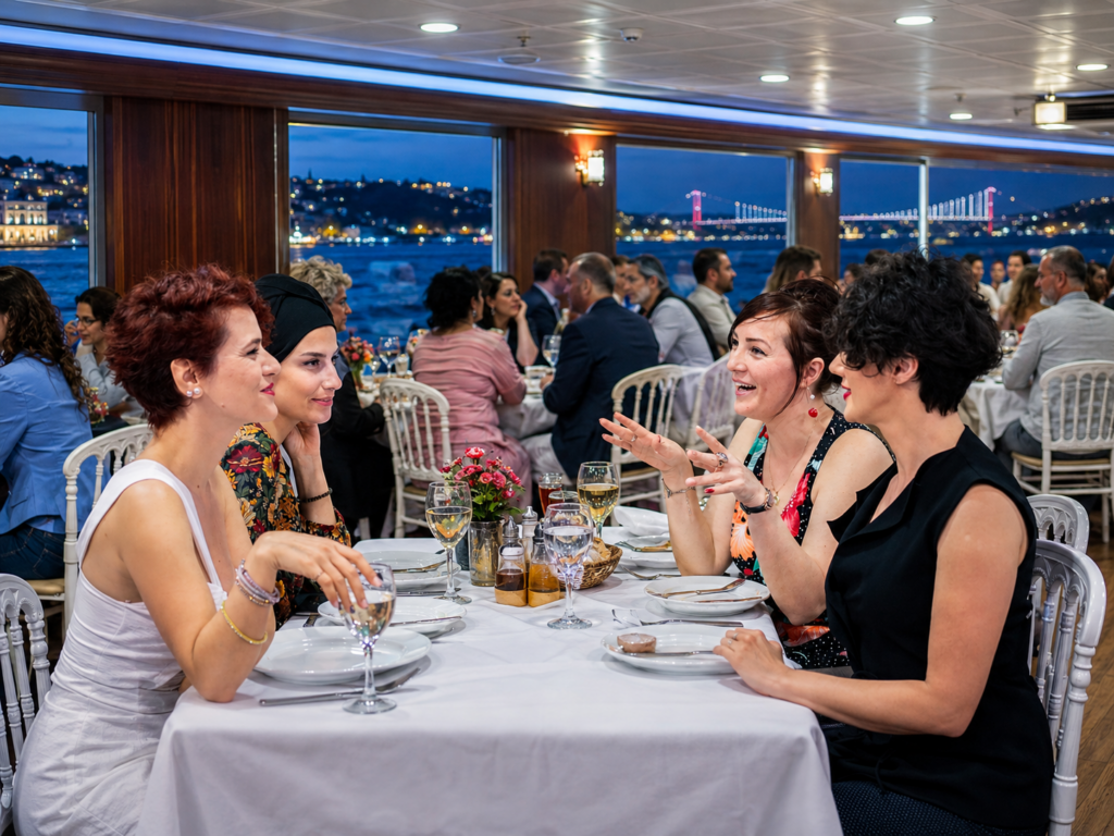 Standard menu with alcoholic drinks on the Bosphorus dinner cruise