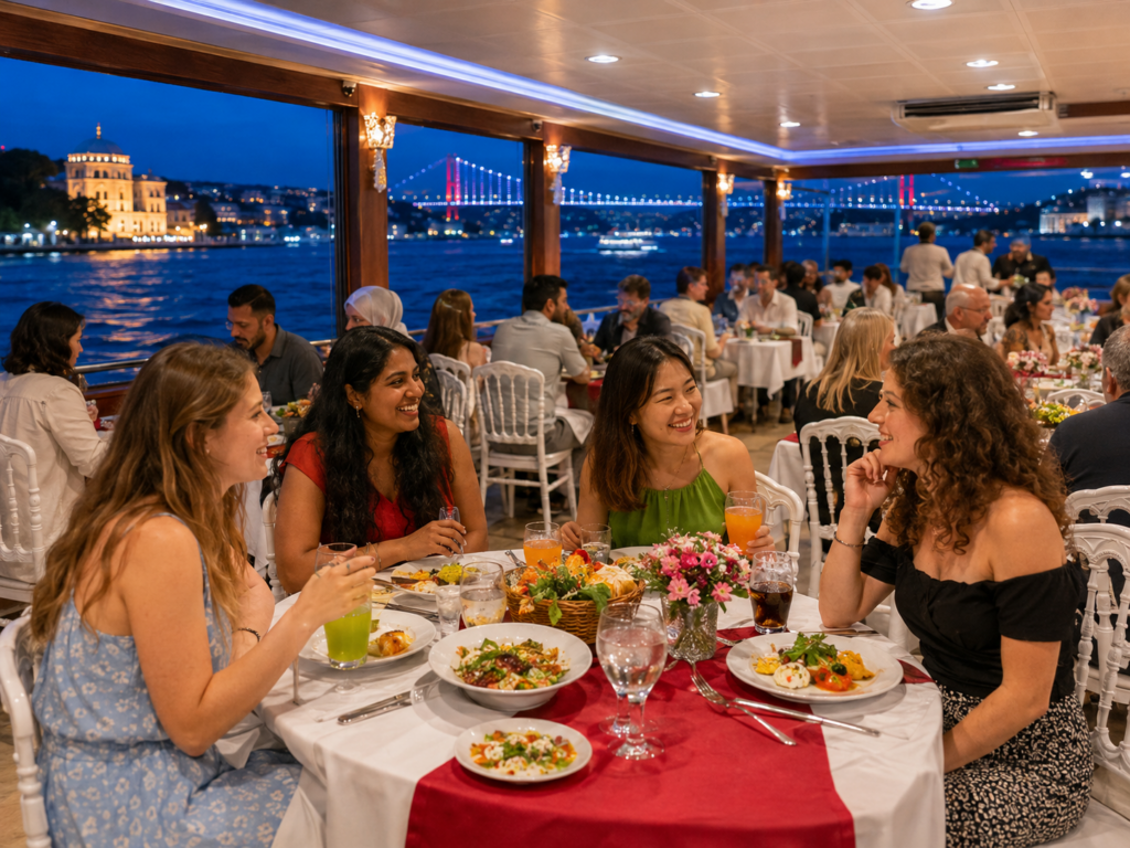 Vegetarian menu with soft drinks on the Bosphorus dinner cruise