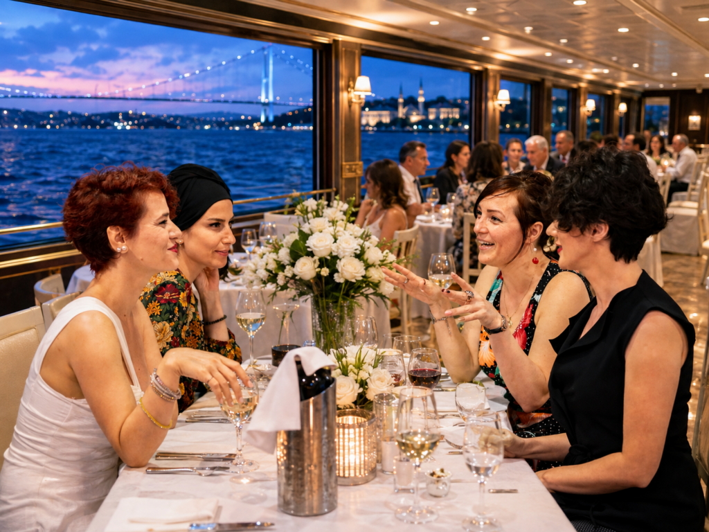VIP menu with alcoholic drinks on the Bosphorus dinner cruise