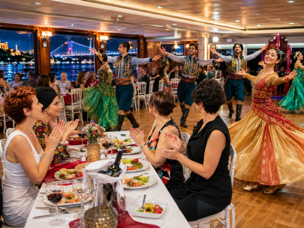 VIP menu with alcoholic drinks on the Bosphorus dinner cruise
