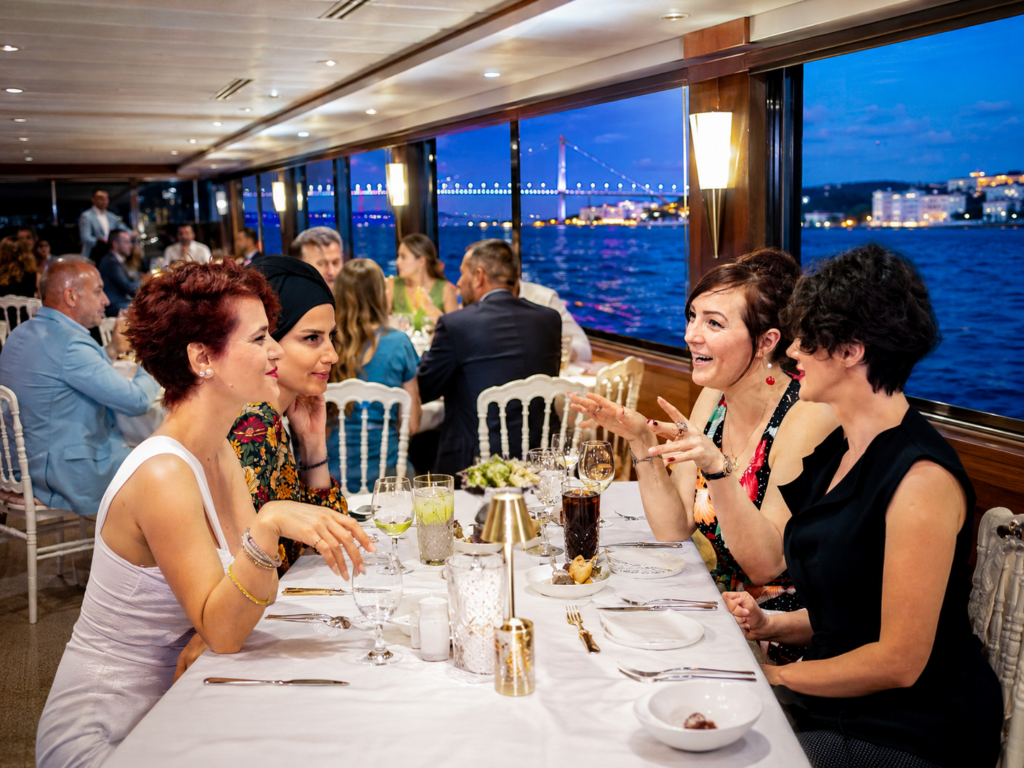 VIP menu with soft drinks on the Bosphorus dinner cruise