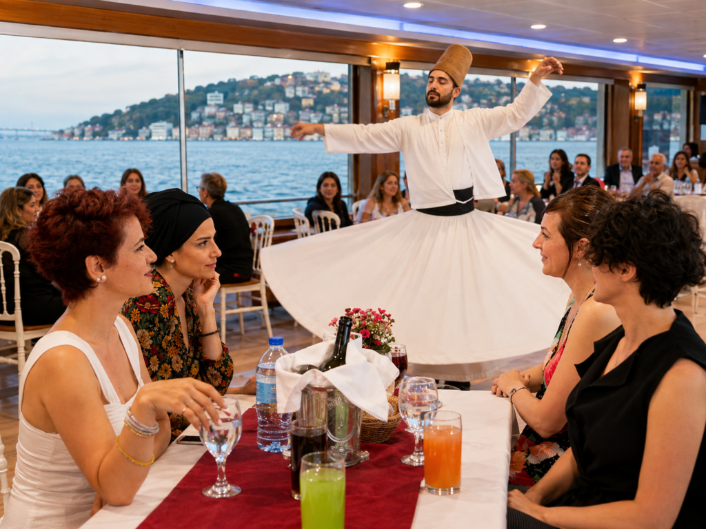 VIP menu with soft drinks on the Bosphorus dinner cruise