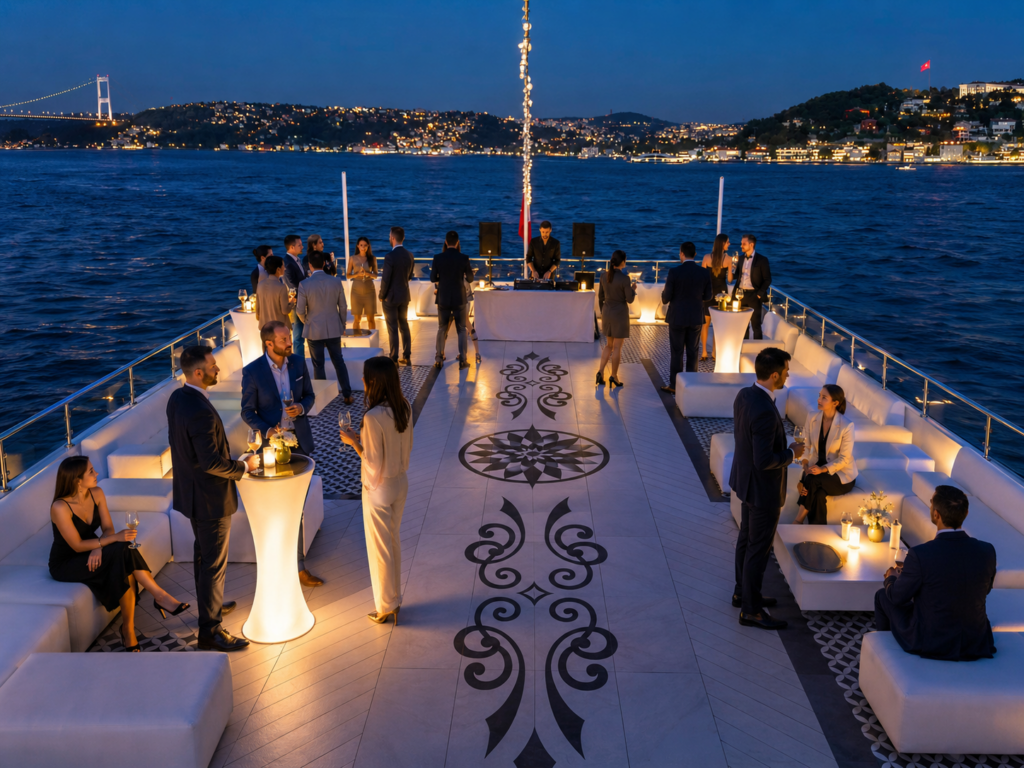 Event Boat 1, a private event charter boat on the Bosphorus in Istanbul