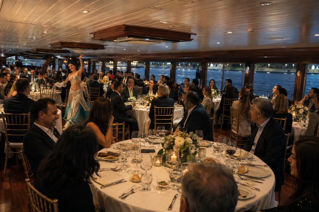 Event Boat 1, a private event charter boat on the Bosphorus in Istanbul