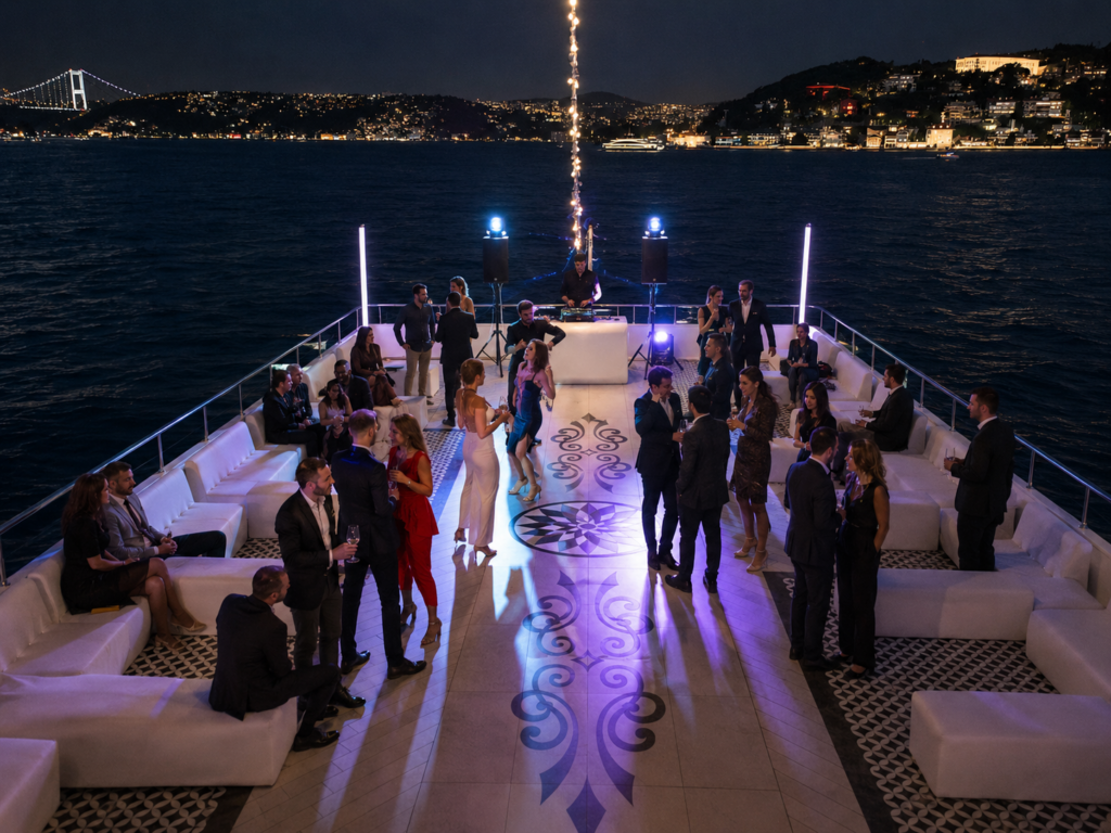 Event Boat 1, a private event charter boat on the Bosphorus in Istanbul