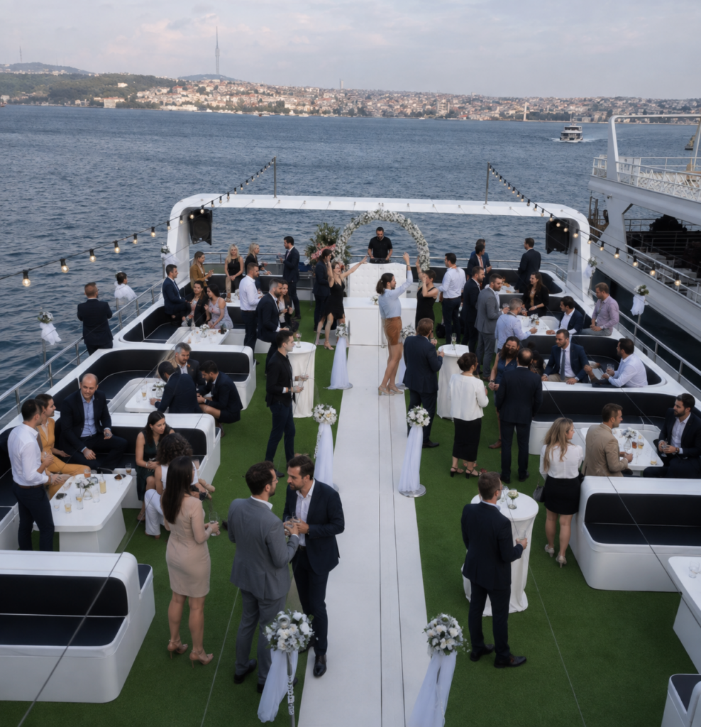 Event Boat 2, a private event charter boat on the Bosphorus in Istanbul